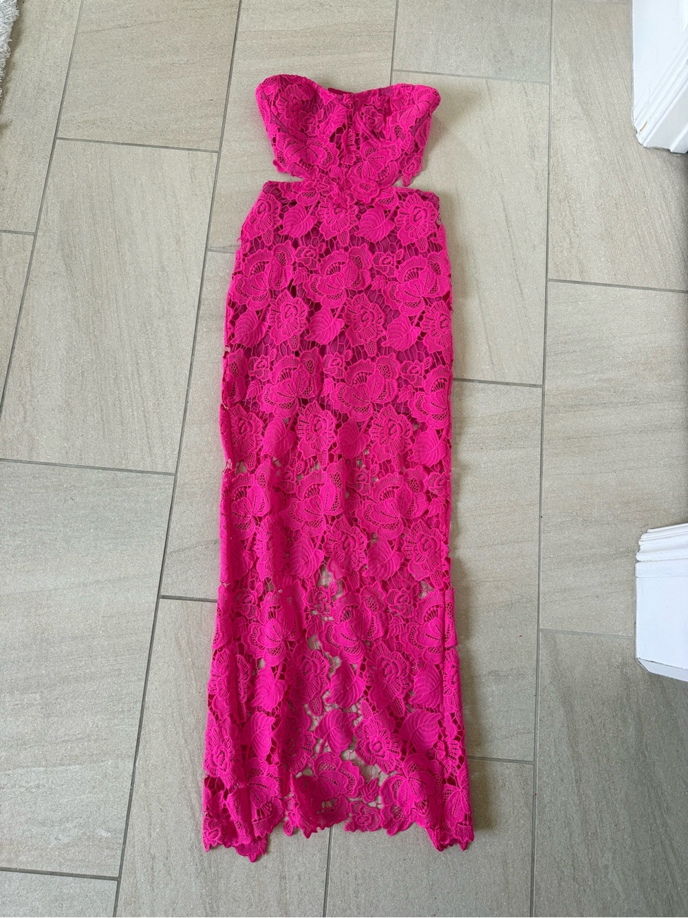 REVOLVE Strapless Fuchsia Lace Maxi Dress - Picture 5 of 8